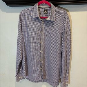 Gaastra men’s blue and white‎ checkered, button-down shirt. Size XL